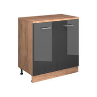 SKRINKA DO PODKROVIA Rion Antracit vysoký lesk 80 x 81.6 cm bez sklonu s 2 dverami - čierna s vysokým leskom, kompozitné drevo (80/83.8/46cm) - Vicco
