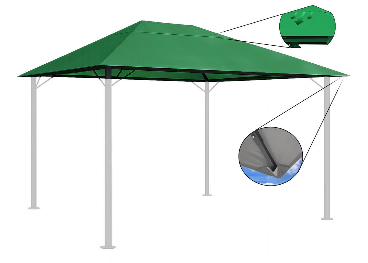 ERSATZDACH Pavillon 3/4 m Grün - Grün, Textil (297/1/397cm) - QUICK STAR