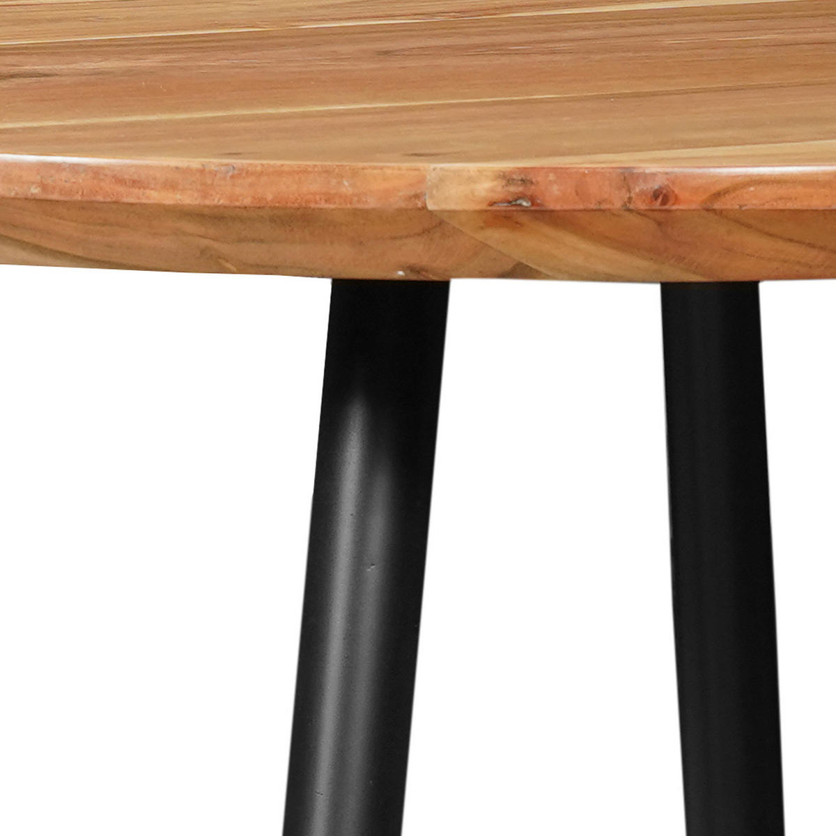 ESSTISCH mit Massivholzplatte - Akazie massiv / Eisen - Schwarz/Braun, Holz/Metall (80/80/76cm) - home24