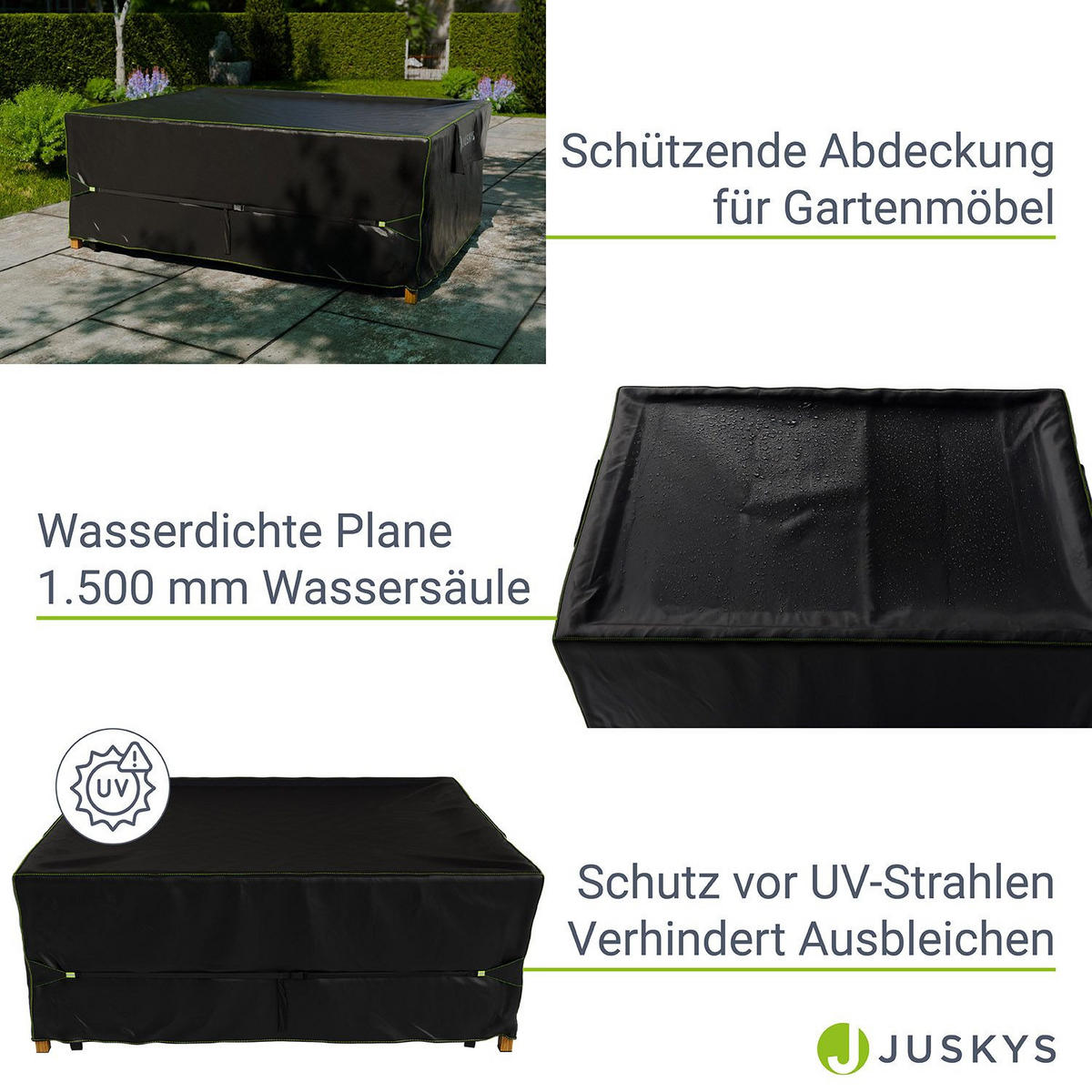 GARTENMÖBELABDECKUNG CoverSafe Pro schwarz - Schwarz, Kunststoff (190/80/240cm) - Juskys