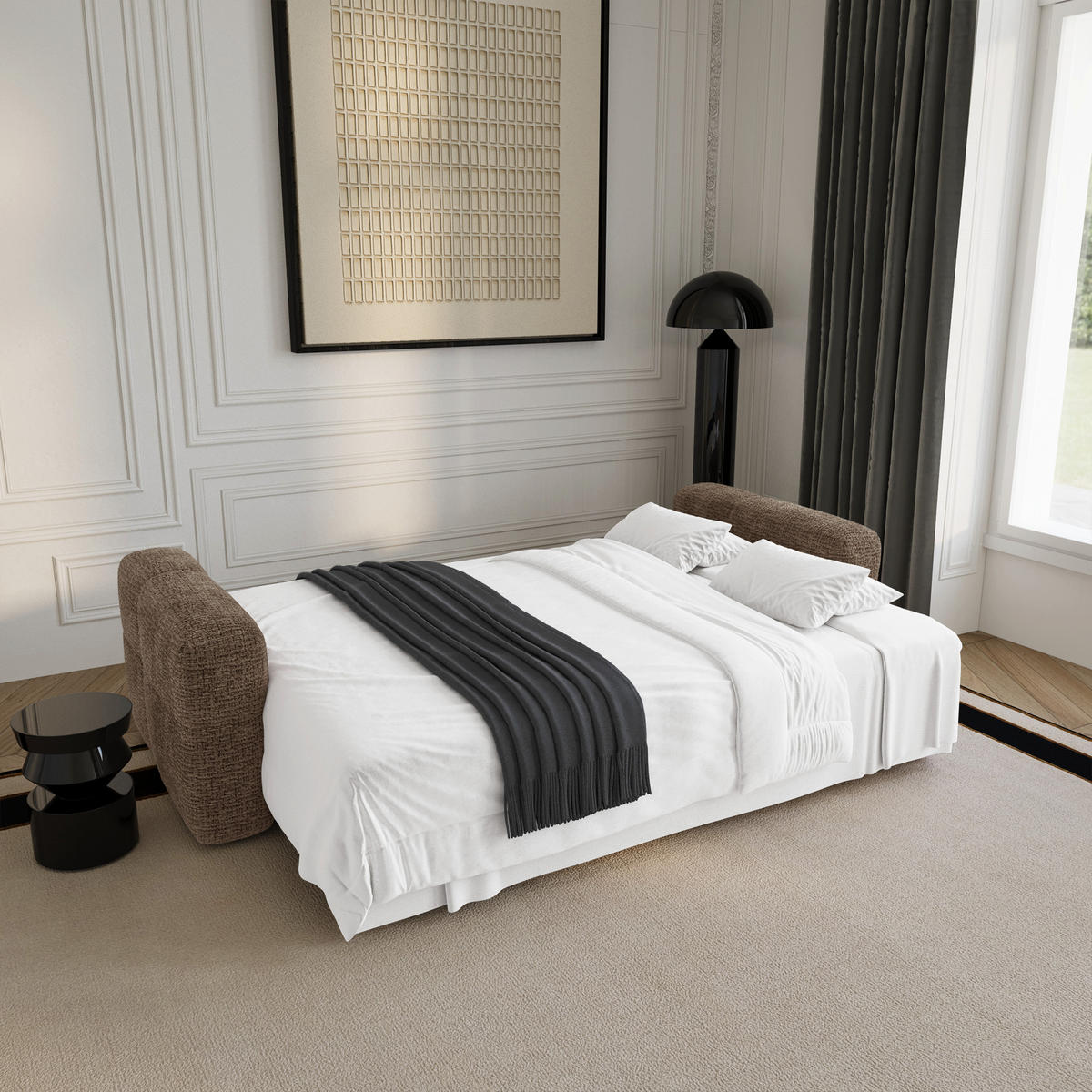 SCHLAFSOFA mit Stauraum VIBE Kettgewebe mit weichem Griff Braun 247cm - Braun, Textil (247/90/102cm) - Premium Interiors