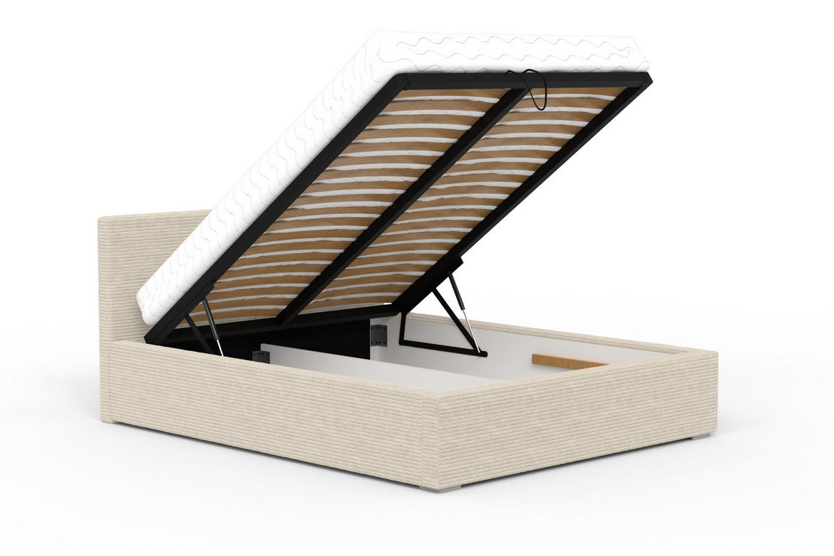 POLSTERBETT VENA 200/200 in Cord Anthrazit - Anthrazit, Holzwerkstoff/Textil (200/200cm) - Deine Möbel 24