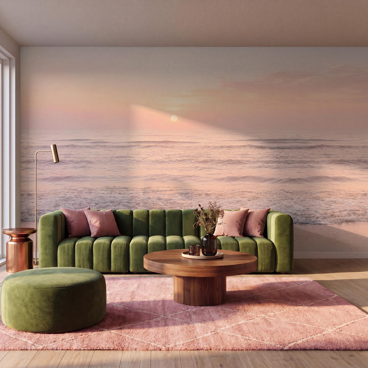 TAPETE - Sonne - Strand - Rosa - 500x300 cm - Hellrosa, Papier (500/300cm) - OnlyWow