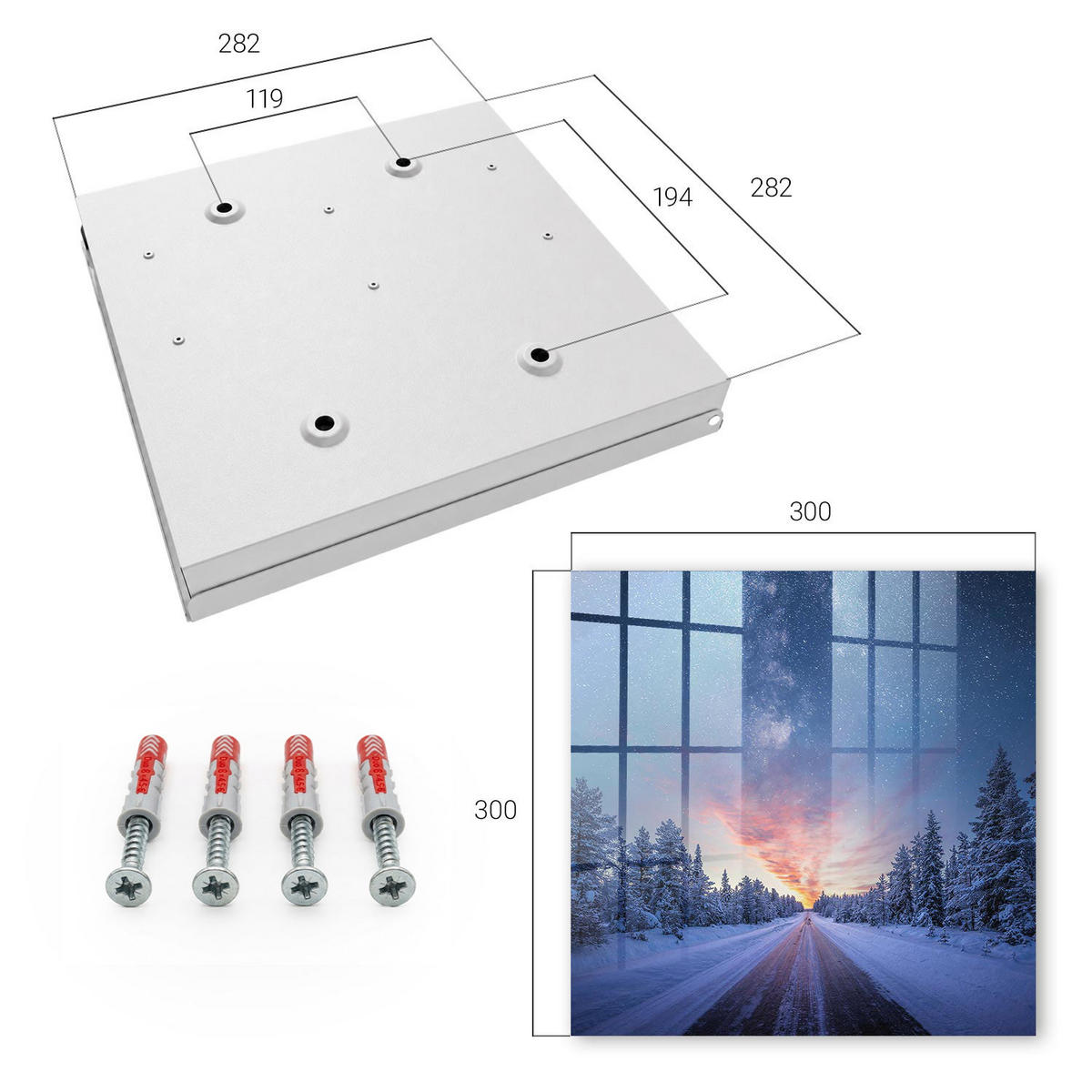 SCHLÜSSELBOX Weiß 30x30 cm – Türöffnung nach rechts - Sterne über der Straße - Blau, Metall (30/30/5cm) - TULUP