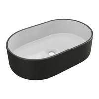 AUFSATZWASCHBECKEN - 56cm x 35.5cm - Keramik - schwarz, weiß - IWA - Schwarz, Keramik (56/14.5/35.5cm) - Vente-Unique