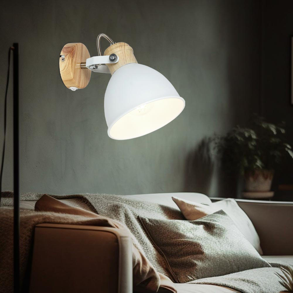 LED WANDLEUCHTE Holz-Optik Weiß - Weiß, Holz (15/18.5/18.5cm) - Globo Lighting