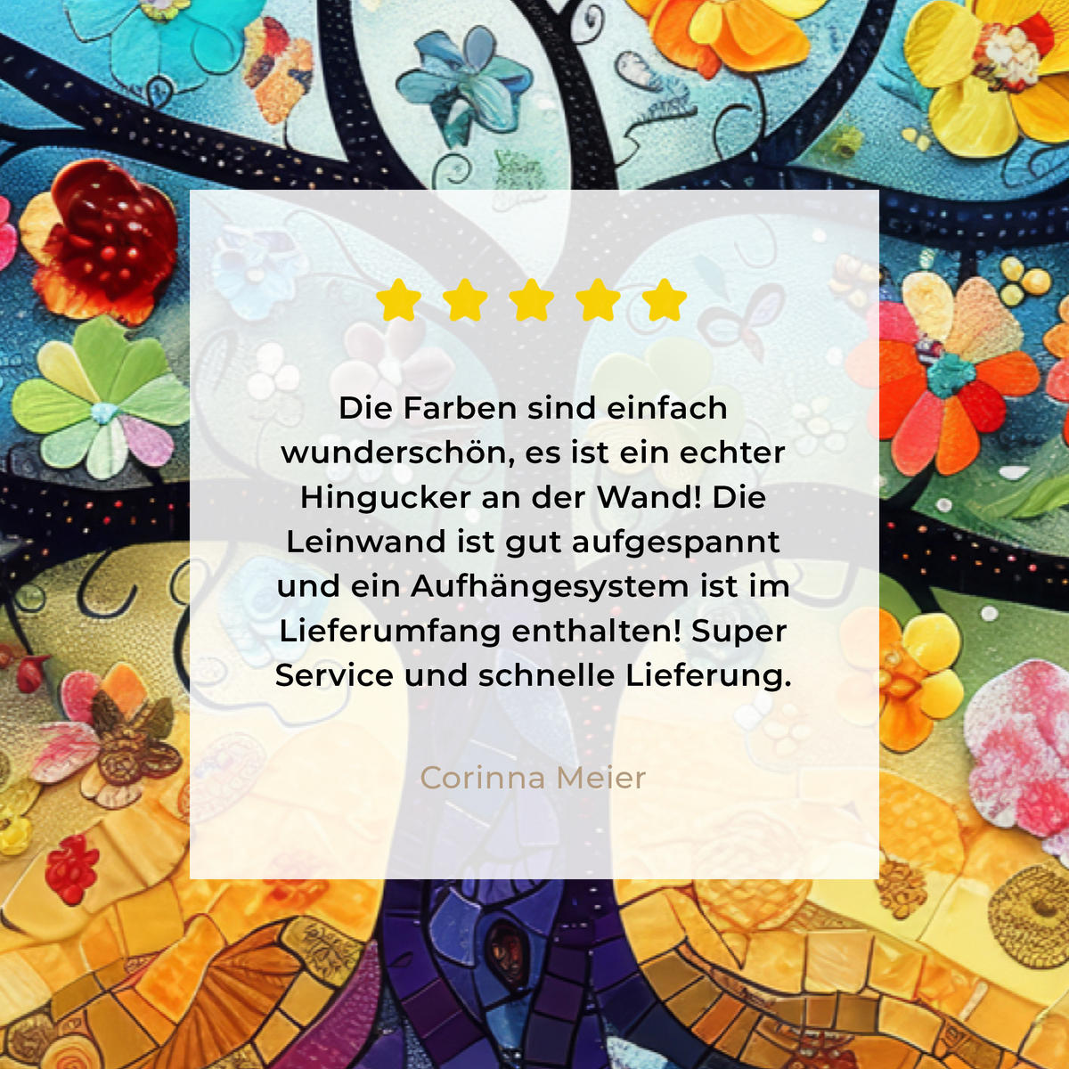 LEINWANDBILD Kunst - Baum des Lebens - Blumen - Hippie Wohnzimmer 120x80 cm - Dunkelblau, Textil (120/80cm) - MuchoWow