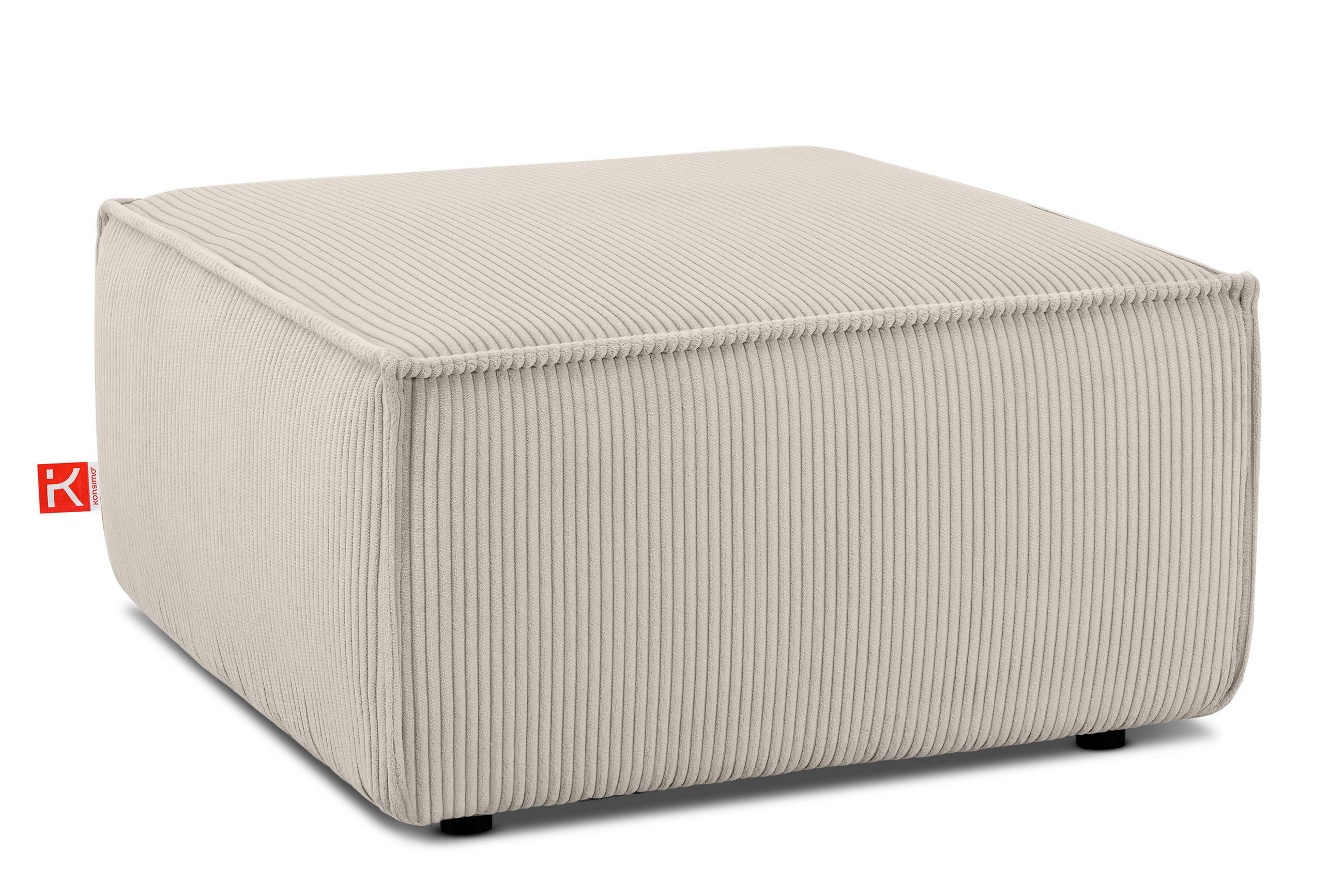 SITZPOUF NAPI gefederte Sitzfläche, creme - Creme/Schwarz, Textil (83/45/83cm) - KONSIMO®