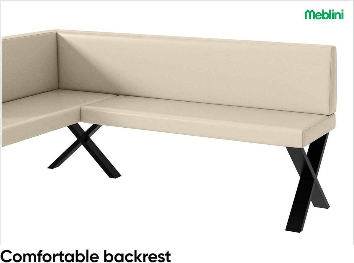ECKBANK TONI_X - Creme, Leder (128/168cm) - Meblini
