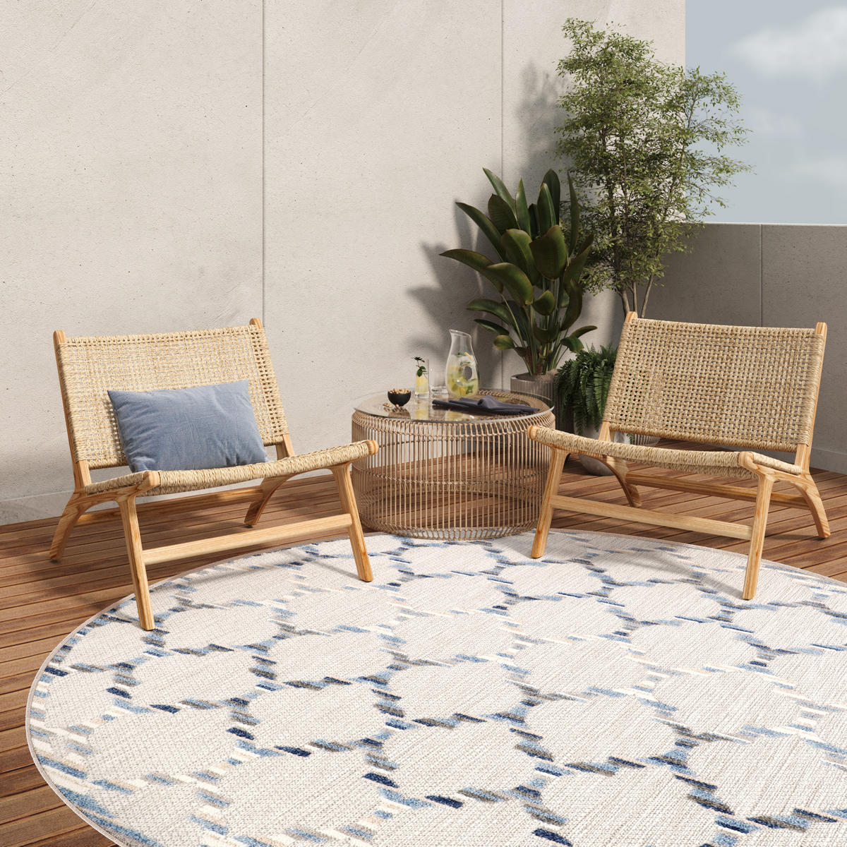 TEPPICH PATIO rund Blaugrau 200/200 cm - Blaugrau, Textil (200/200cm) - Tapiso