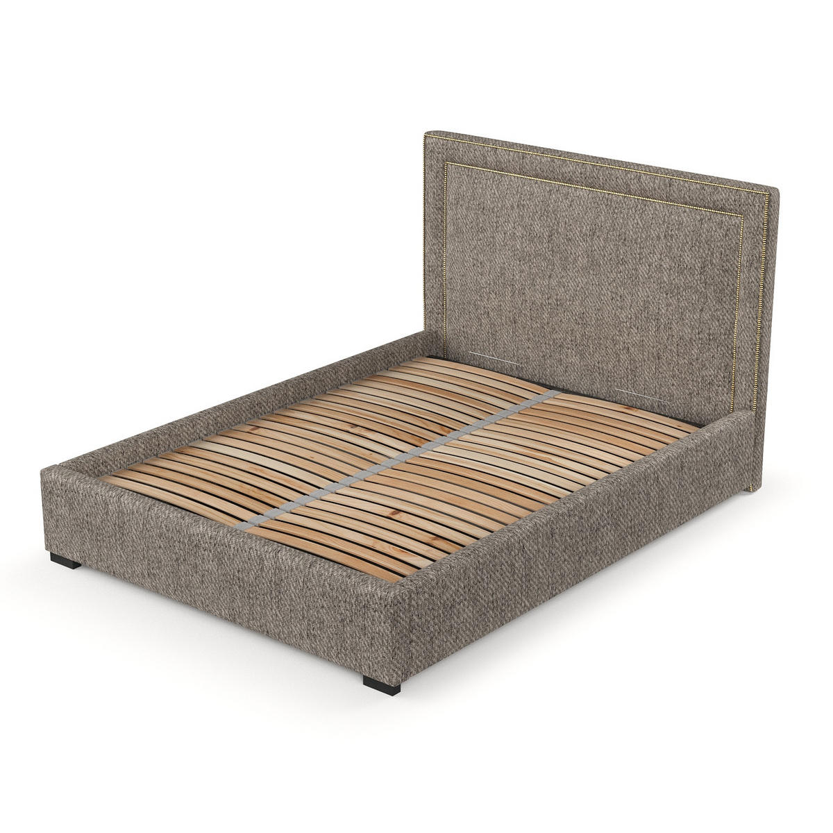 POLSTERBETT Como Brown 140/200 cm im Webstoff - Schwarz/Naturfarben, Holz/Holzwerkstoff (140/200cm) - Maison de Reve