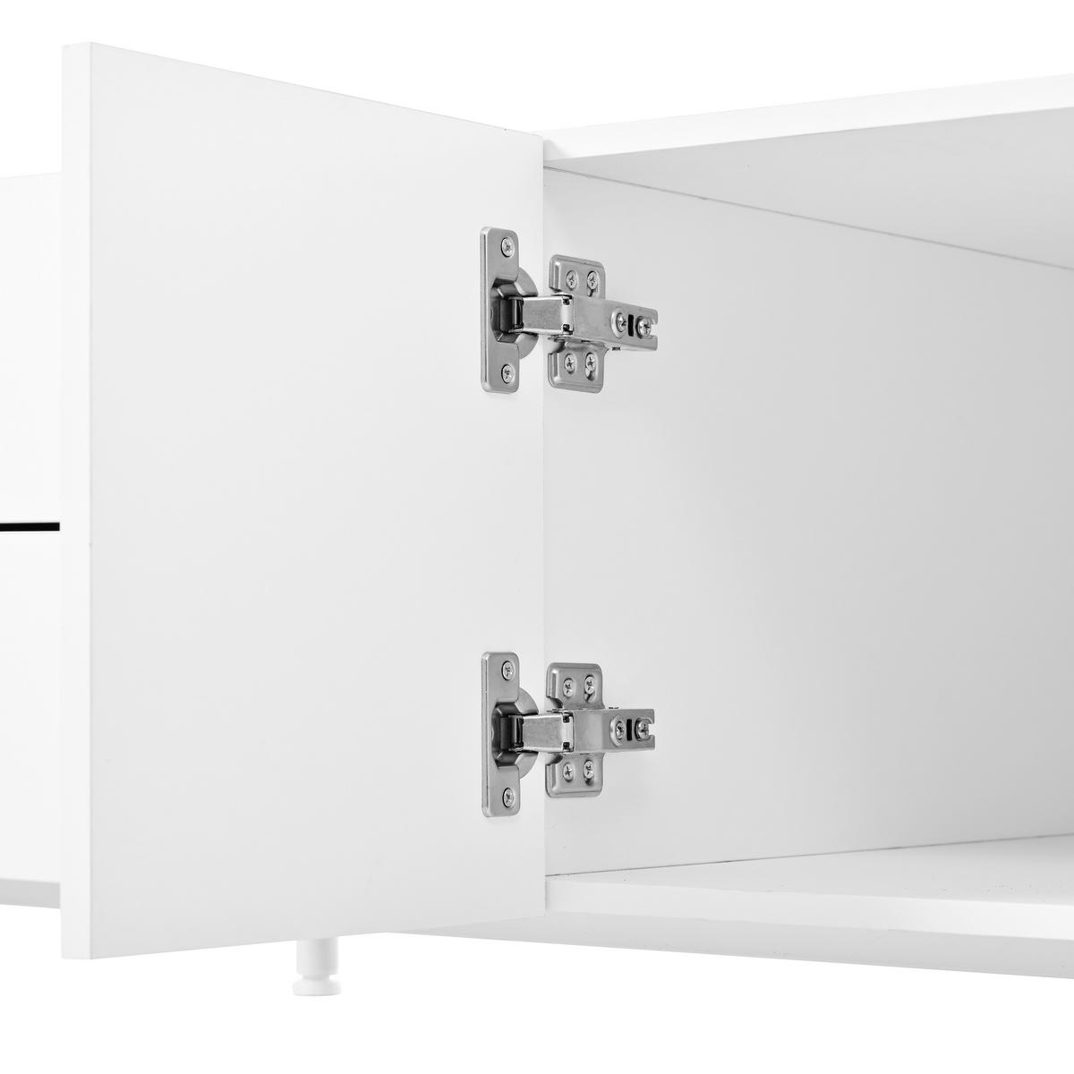 COUCHTISCH DE-37083 mit 2 Schubladen und 2 Bogen-Türen Weiß - Weiß, Holzwerkstoff (100/50/39.5cm) - ComfortXL