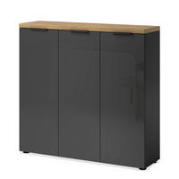 SCHUHKOMMODE - Schwarz/Grau, Holzwerkstoff/Kunststoff (120/115/34cm) - home24