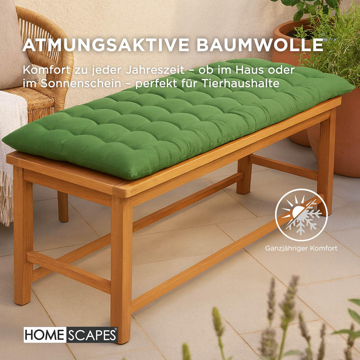 BANKAUFLAGE 3-Sitzer olivgrün 143/48/5 cm - Dunkelgrün, Textil (143/48/5cm) - Homescapes