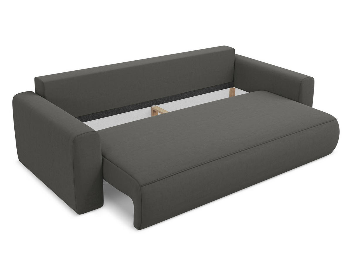 3-SITZER SOFA mit Schlaffunktion Samt Stoff Grau - Dunkelgrau/Schwarz, Kunststoff/Textil (238/82/105cm) - Makamii