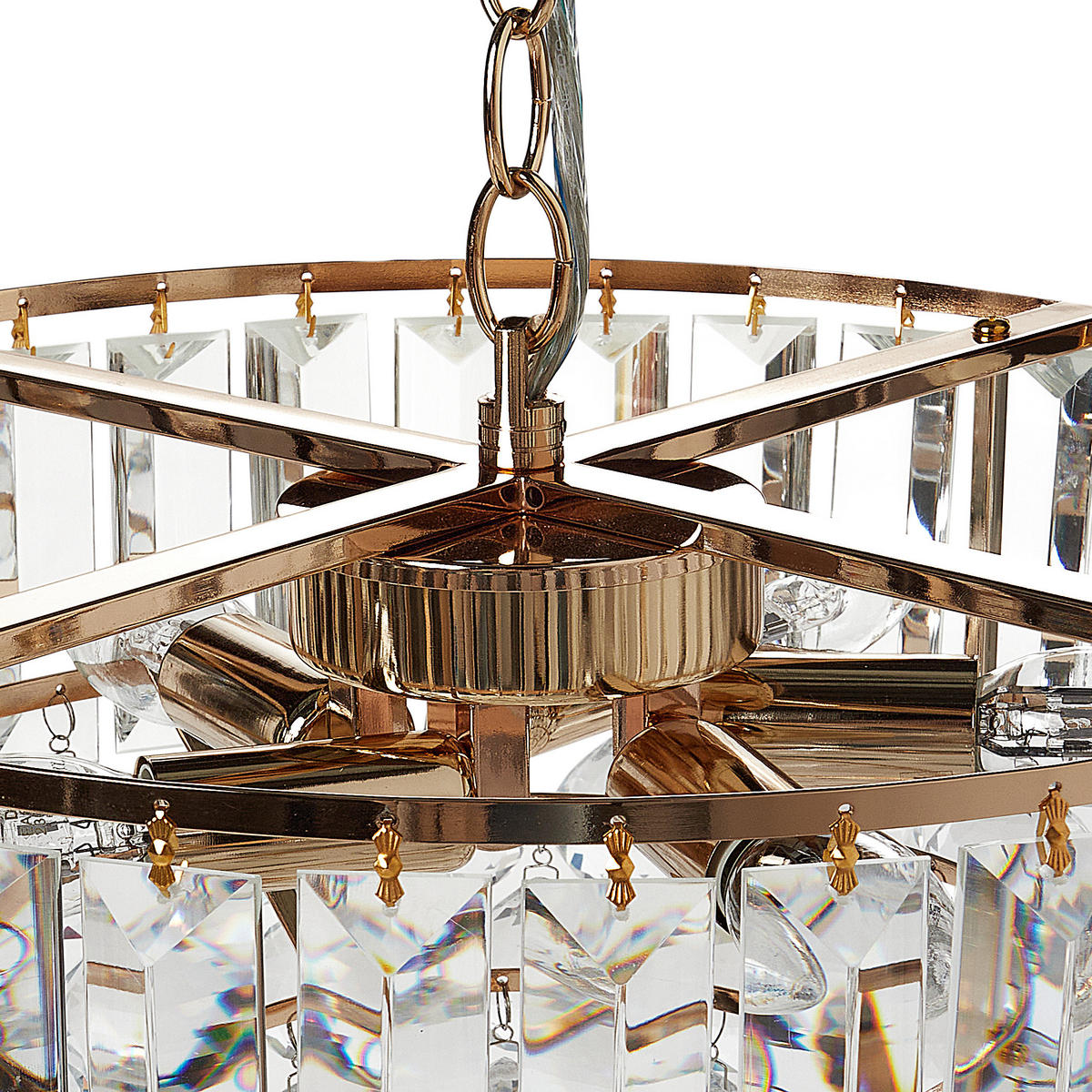 KRONLEUCHTER Gold Acheiro L - Transparent/Goldfarben, Glas (49/49/120cm) - Beliani