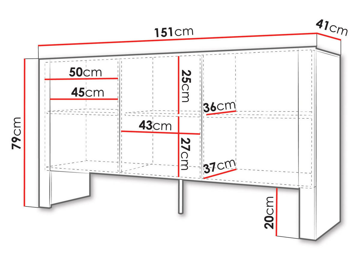 KOMMODE 150 3D Tore 03 - Kaschmir/Schwarz, Holzwerkstoff (151/79/41cm) - MIRJAN24