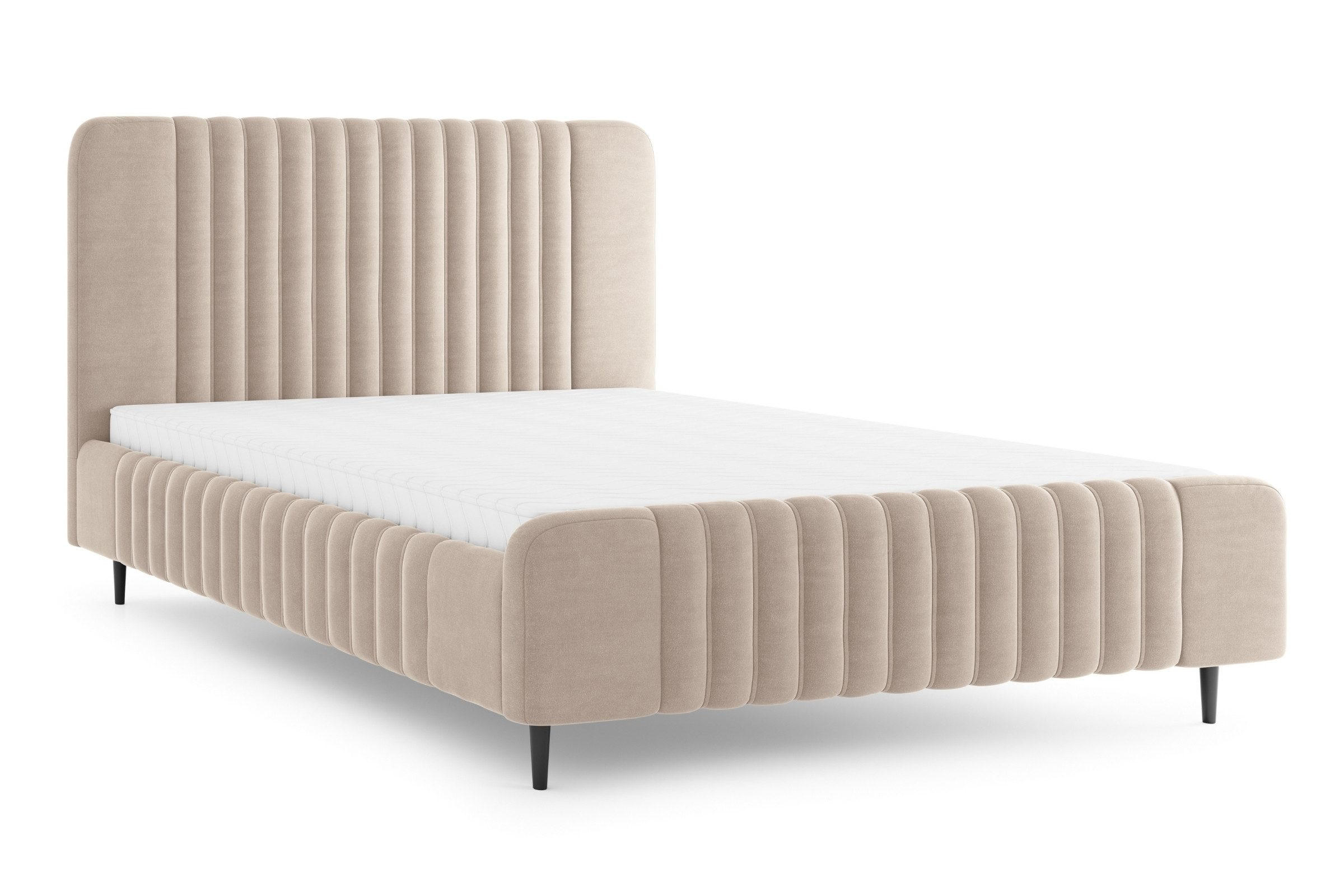 POLSTERBETT AURO 11 160/200 cm in Velours Beige - Beige, Holzwerkstoff (160/200cm) - Deine Möbel 24
