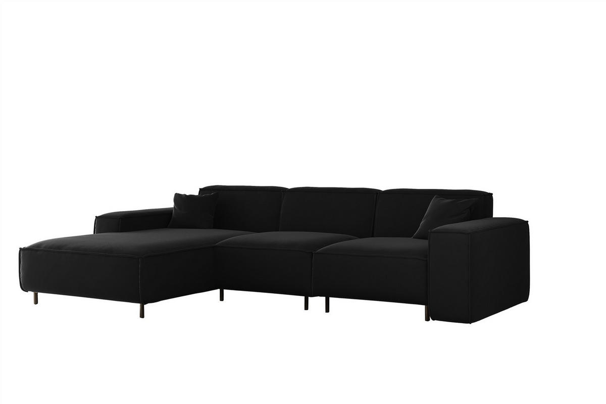 ECKSOFA Gloria In Tiffani - Schwarz, Holzwerkstoff/Textil (165/266cm) - Fun Möbel