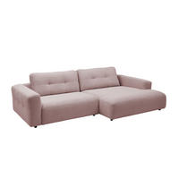 ECKSOFA XL MIKA Pink Cord - Schwarz/Rosa, Kunststoff/Textil (296/167cm) - KAWOLA