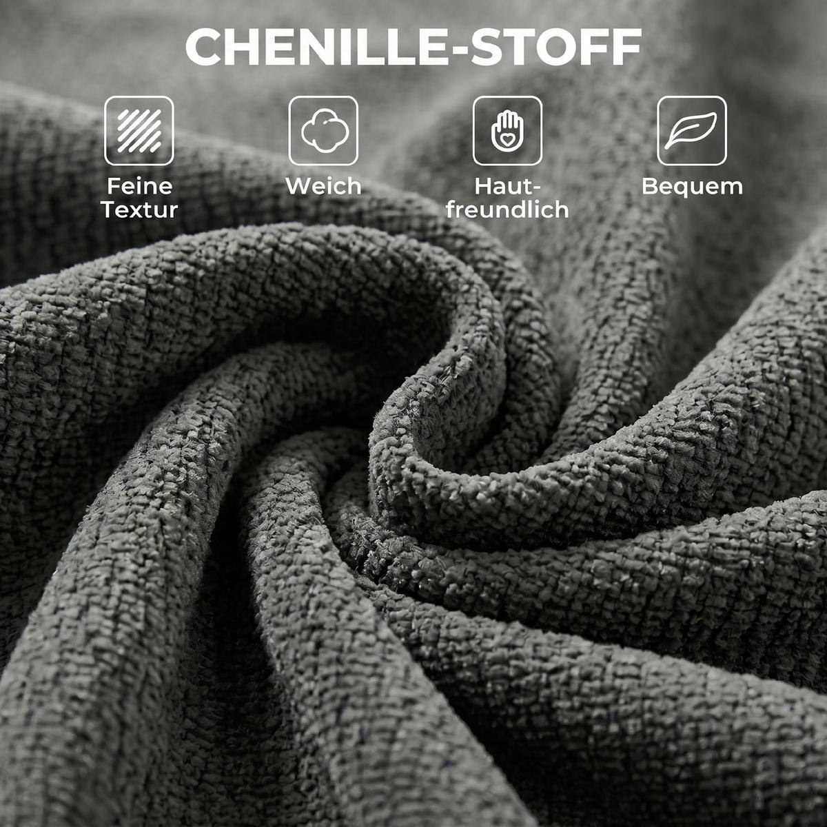 BODENSESSEL Chenille Grau - Grau, Textil (97/70/97cm) - HOMCOM