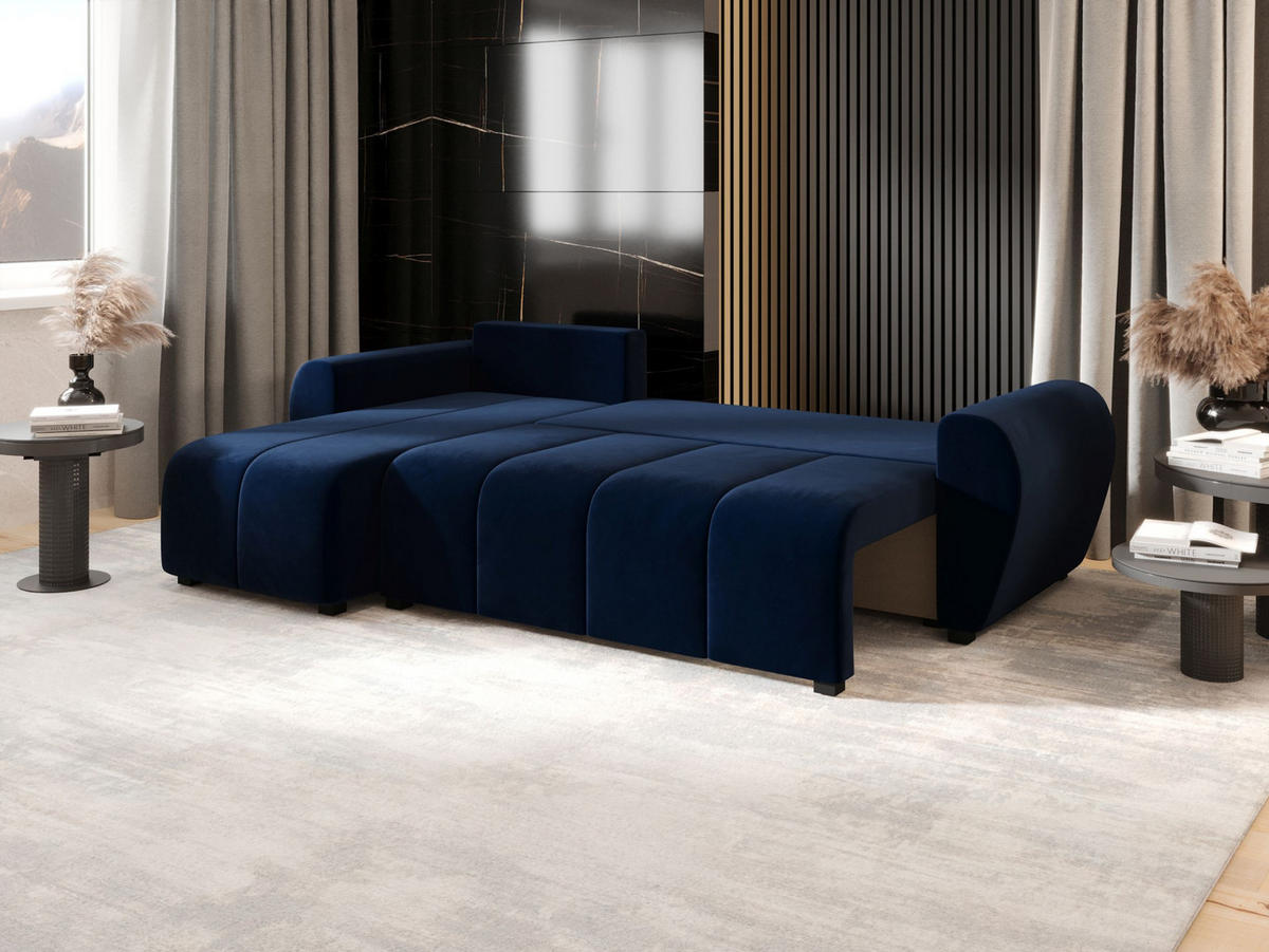 ECKSOFA MOLISA L Itaka 11 Rechts mit Schlaffunktion - Dunkelblau, Textil (245/145cm) - Bedante