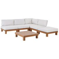 LOUNGE-SET 5-Sitzer Weiß Sanza - Hellbraun/Weiß, Metall - Beliani