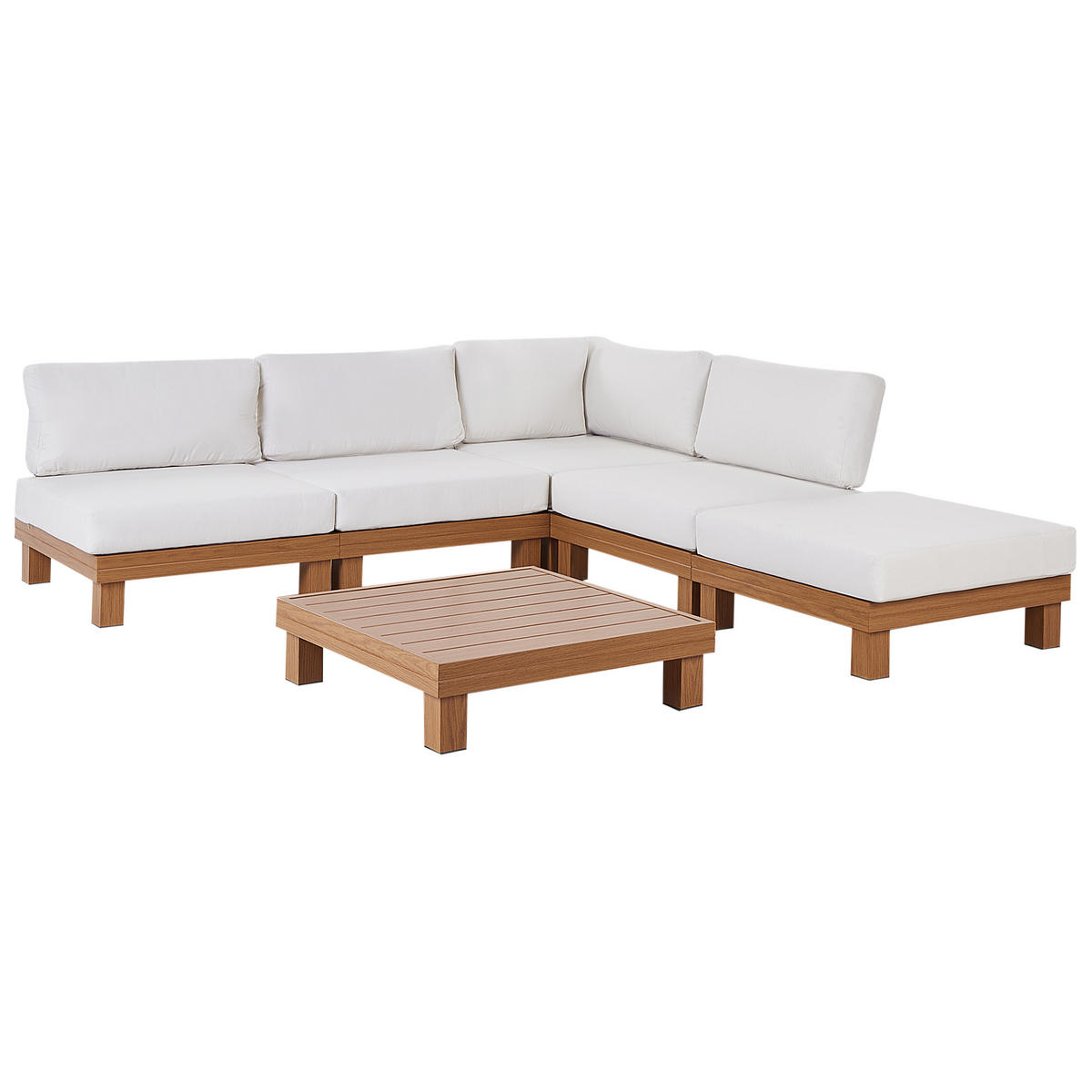 LOUNGE-SET 5-Sitzer Weiß Sanza - Hellbraun/Weiß, Metall - Beliani