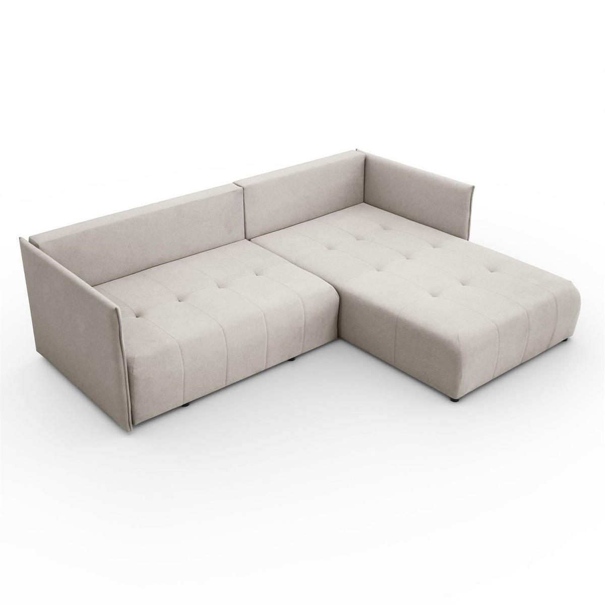 ECKSOFA APOLLO L mit Schlaffunktion und Bettkasten – rechte Seite - Ecru, Textil (246/188cm) - Lookway
