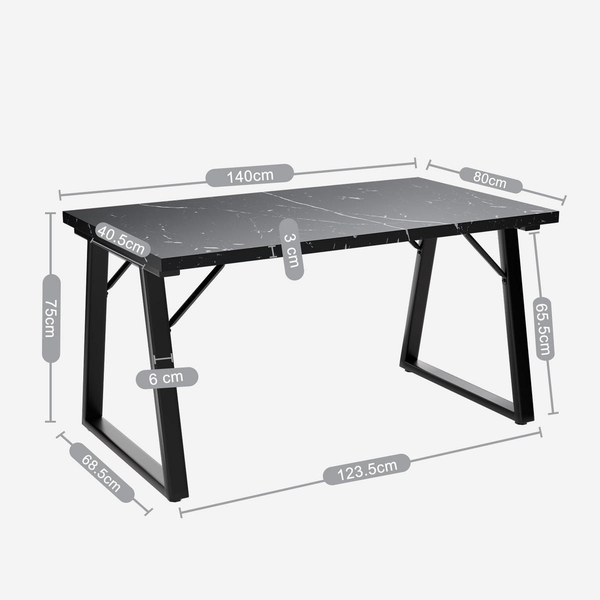ESSTISCH in Holz, Metall 140/80/75cm - Schwarz, Holzwerkstoff (80/140/75cm) - HOMAVO