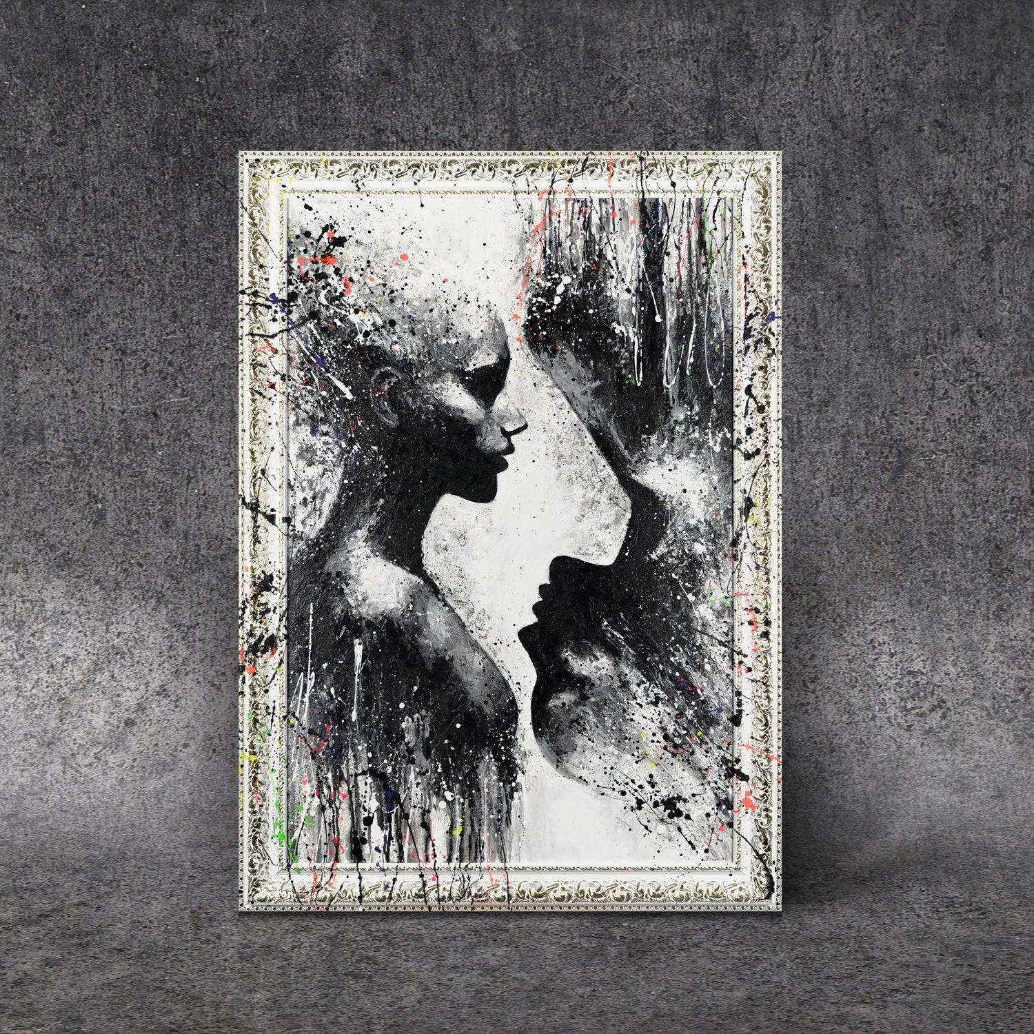GEMÄLDE Die Grenzen der Intimität Schattenfugenrahmen Weiß 120x80 cm - Weiß, Holz (120/80cm) - YS-art gallery