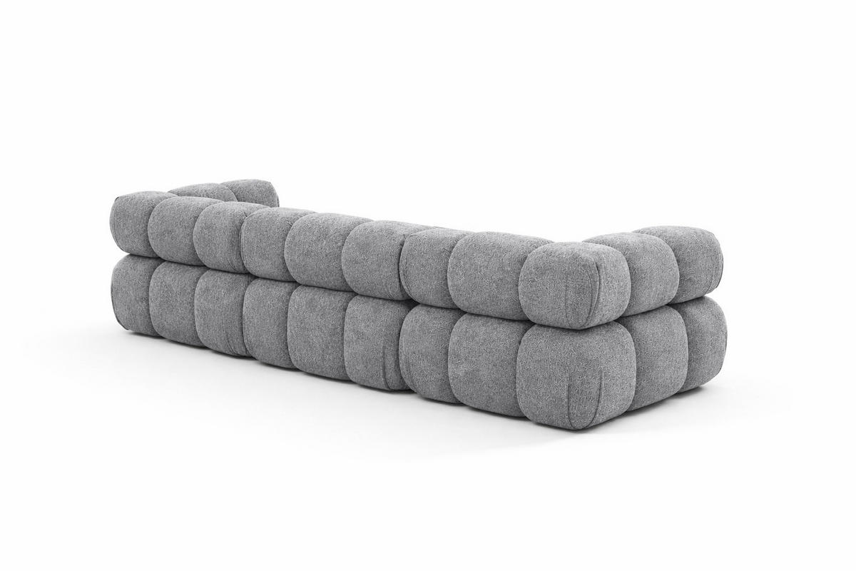 COUCH, 3-Sitzer Modular, Bouclé-Stoff Abriamo, Dunkelgrau, Selia - Dunkelgrau, Holz (285/70/95cm) - Kaiser Möbel