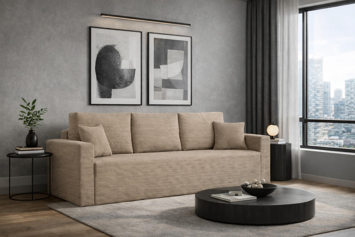 SCHLAFSOFA ZOOM Mit Bettkasten Stoff Zoom Toffee - Hellbraun, Holz/Textil (227/90/92cm) - Kaiser Möbel