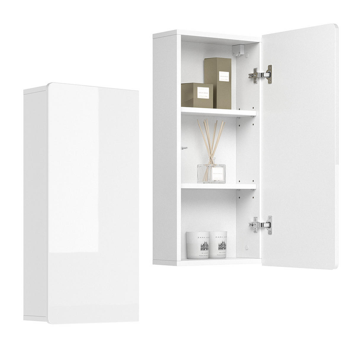 BADSCHRANK Izan Weiß 36.6 x 76.6 cm - Weiß, Holzwerkstoff (36.6/76.6/15.6cm) - Vicco