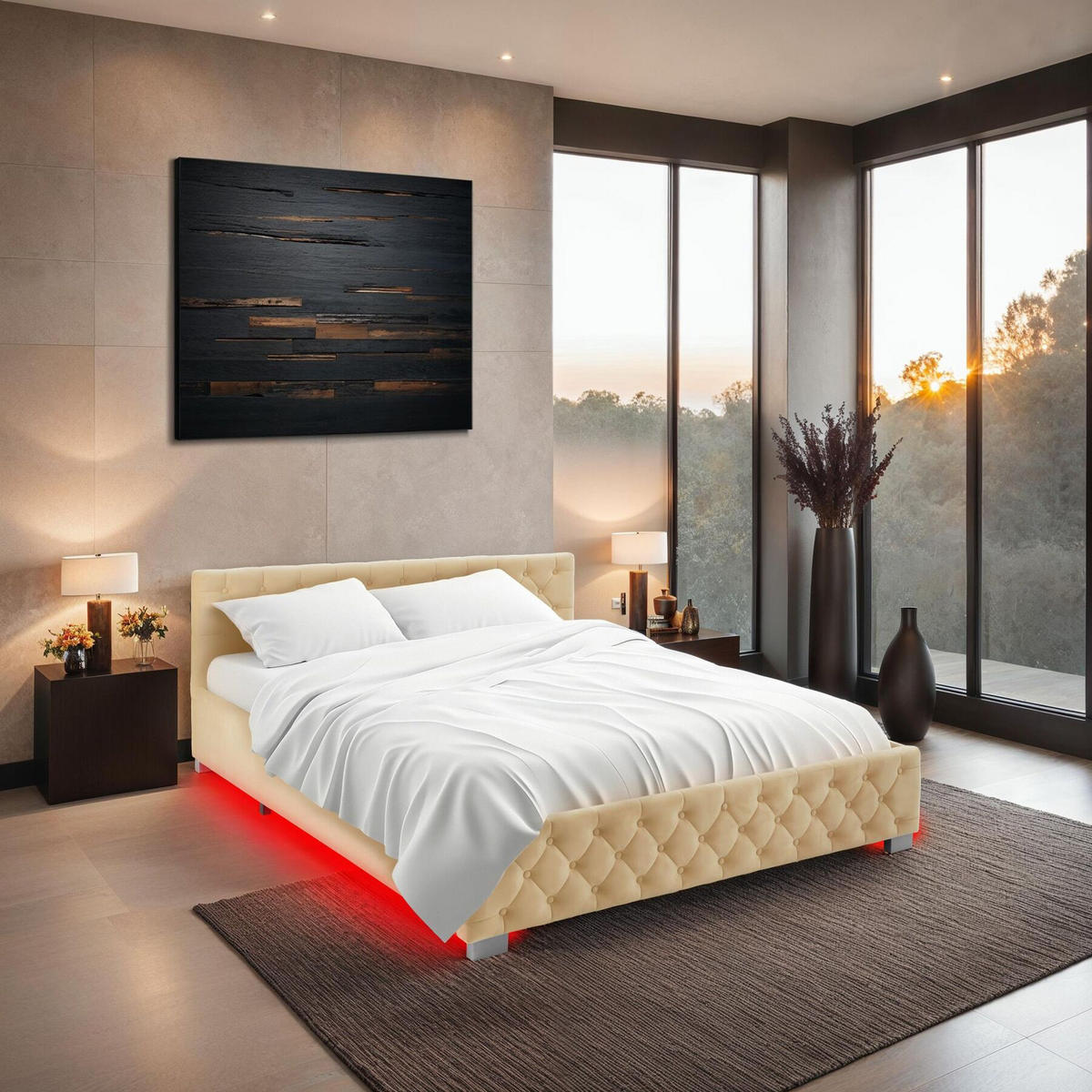 POLSTERBETT Daytona,großer Stauraum,beige - Beige, Holz (180/200cm) - tectake