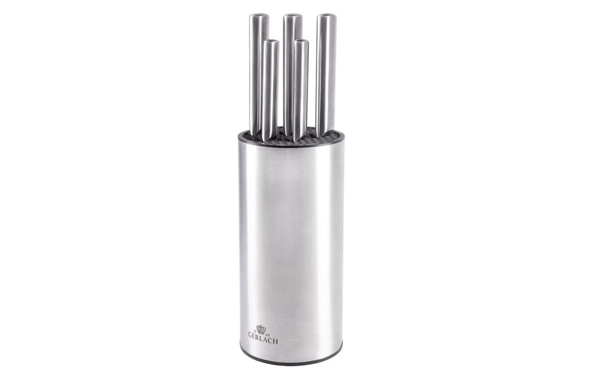 MESSERBLOCK für Messern Basic Silber 15.5/12.5/37 cm Metall - Silberfarben, Metall - Mondex