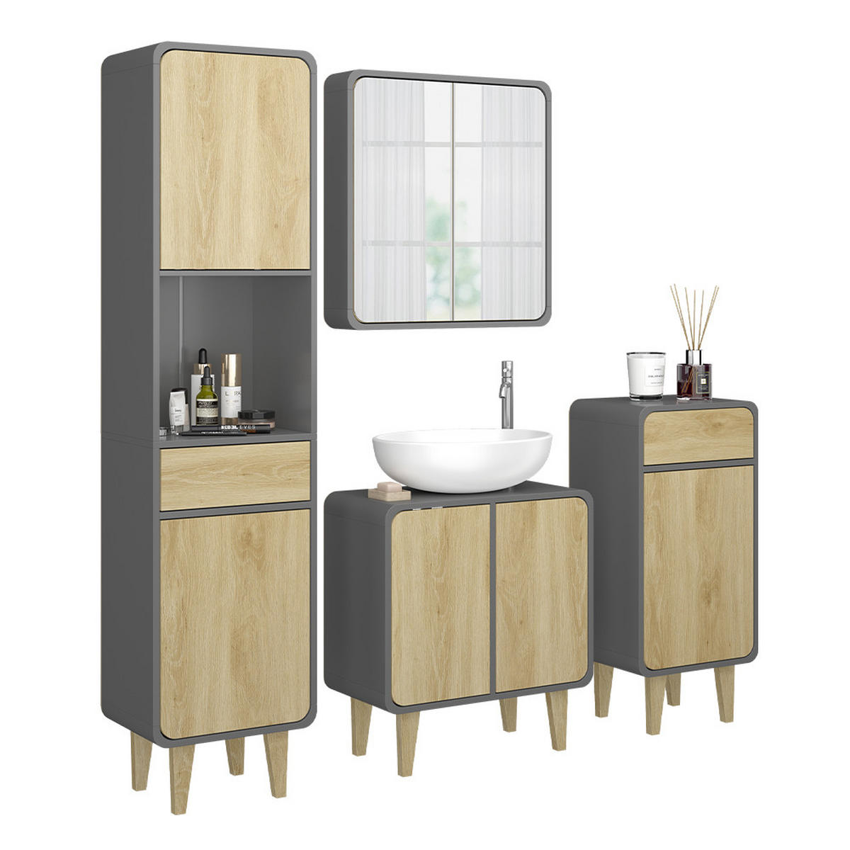 KOUPELNOVÝ NÁBYTEK Arla Antracit/dub - antracitová/barva dubu, kompozitní dřevo (60/61/30cm) - Vicco