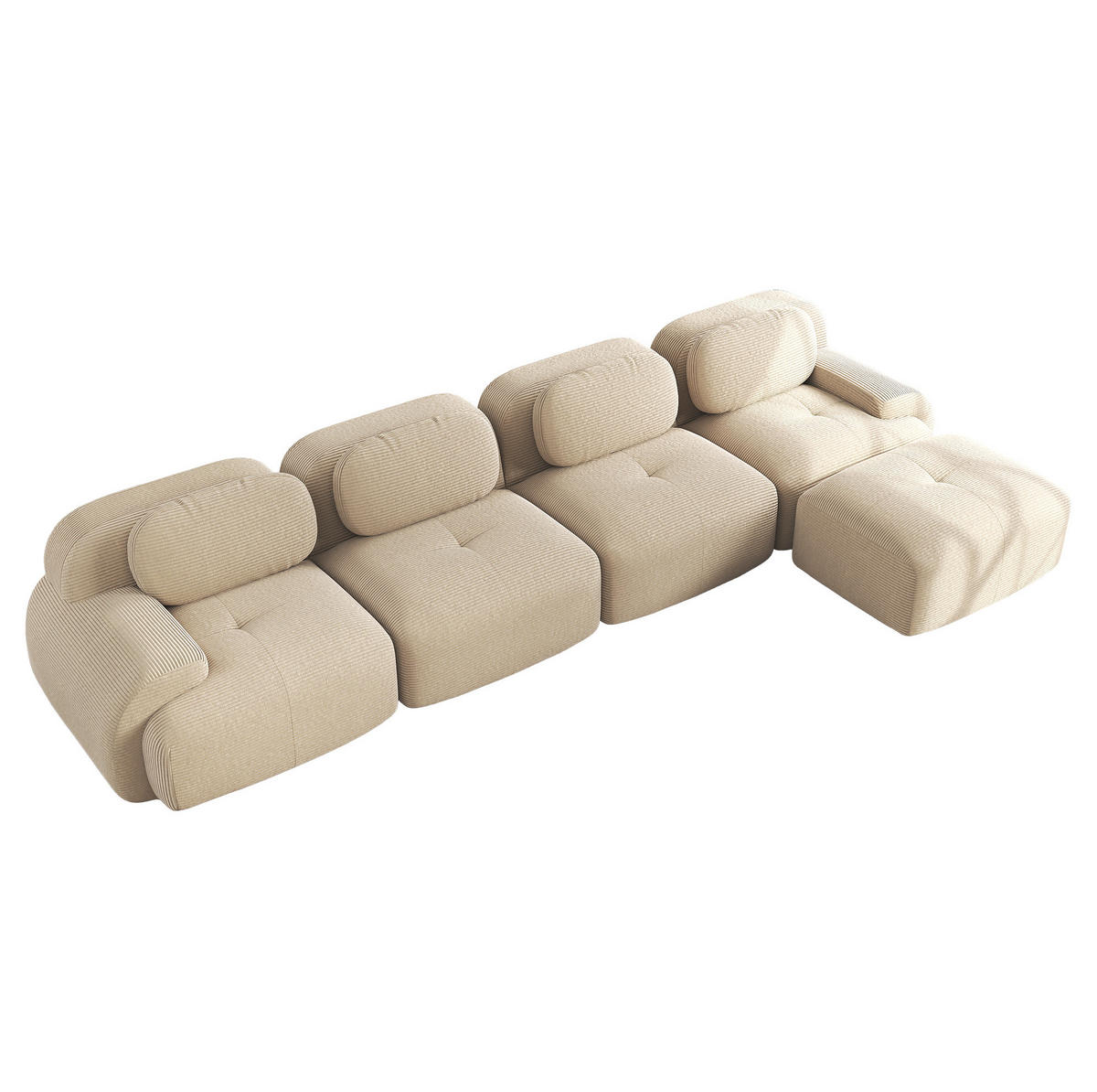 ECKSOFA 388/178/75 cm beige aus Cordstoff modular und rahmenlos mit Chaiselongue - Beige, Textil (178/388cm) - OKWISH