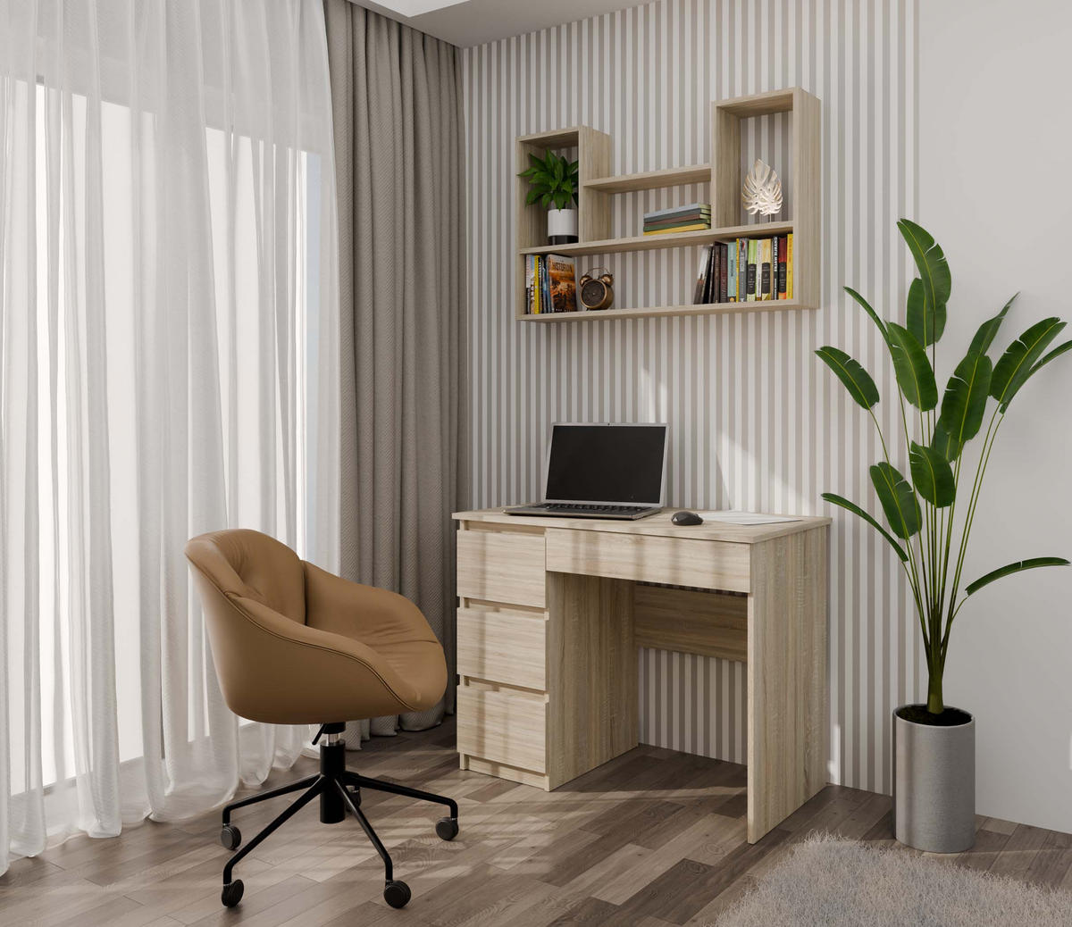 SCHWEBEREGAL Sören - Sonoma Eiche, Holzwerkstoff (60/100/16cm) - kommodly