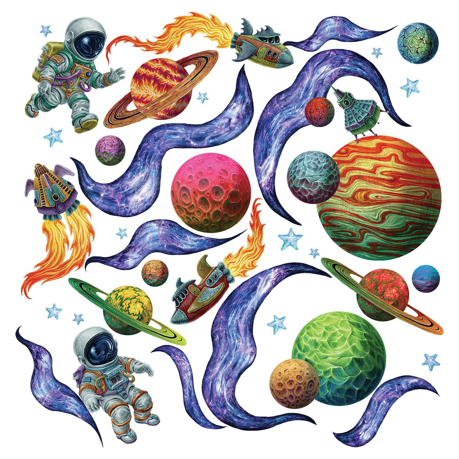 WANDAUFKLEBER 130x201cm - Farbenfroher Raum - Multicolor, Kunststoff (130/201/0.1cm) - Wallfluent