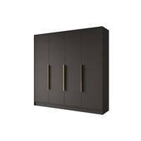 KLEIDERSCHRANK - PORTO - 200 - Schwarz - Goldfarben/Schwarz, Holzwerkstoff (200/200/51cm) - ALTDECOR