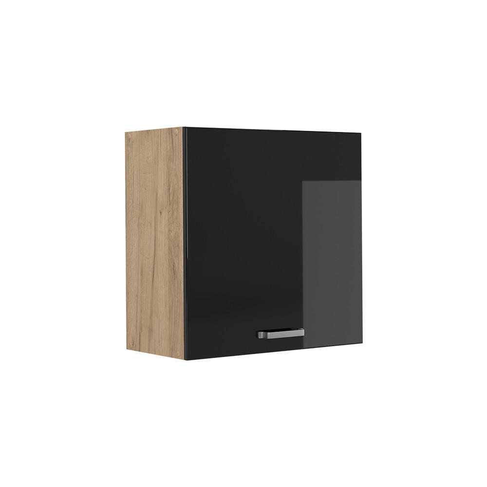 HÄNGESCHRANK R-Line, Schwarz Hochglanz/Goldkraft Eiche, 60 cm mit 1 Tür - Honigeiche/Schwarz Hochglanz, Holzwerkstoff (60/60/31cm) - Vicco