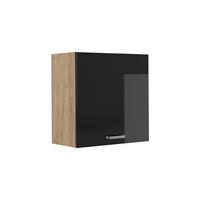 HÄNGESCHRANK R-Line, Schwarz Hochglanz/Goldkraft Eiche, 60 cm mit 1 Tür - Honigeiche/Schwarz Hochglanz, Holzwerkstoff (60/60/31cm) - Vicco