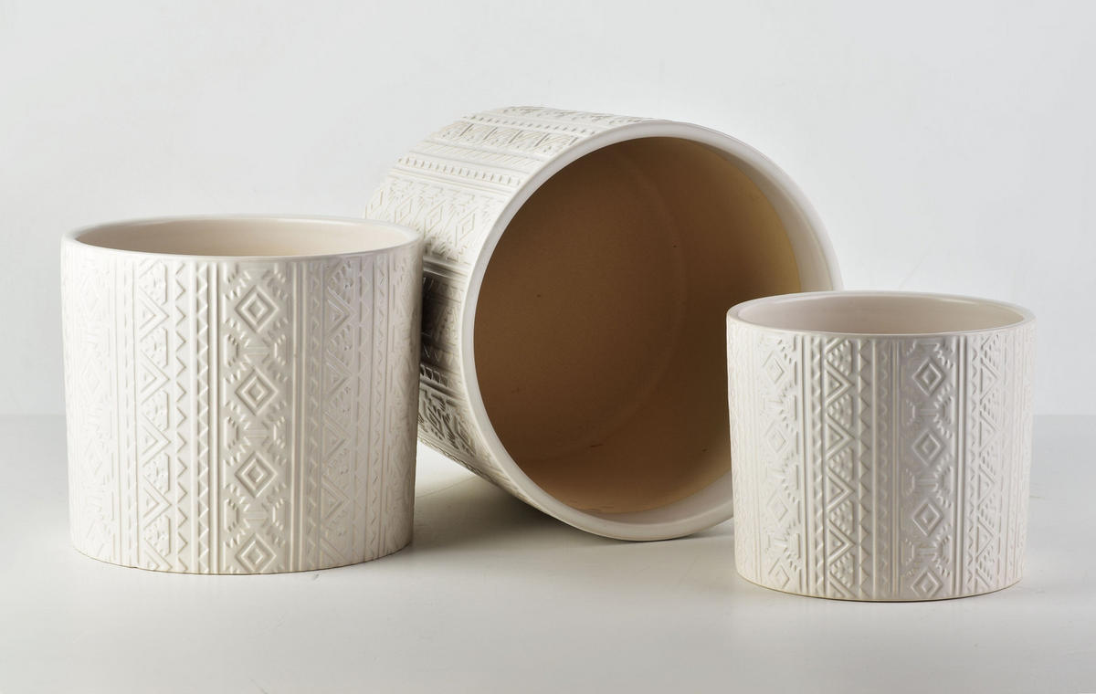 BLUMENTÖPFEN Neva Weiß 21/21/19 cm Keramik - Weiß, Keramik (21/19cm) - Mondex