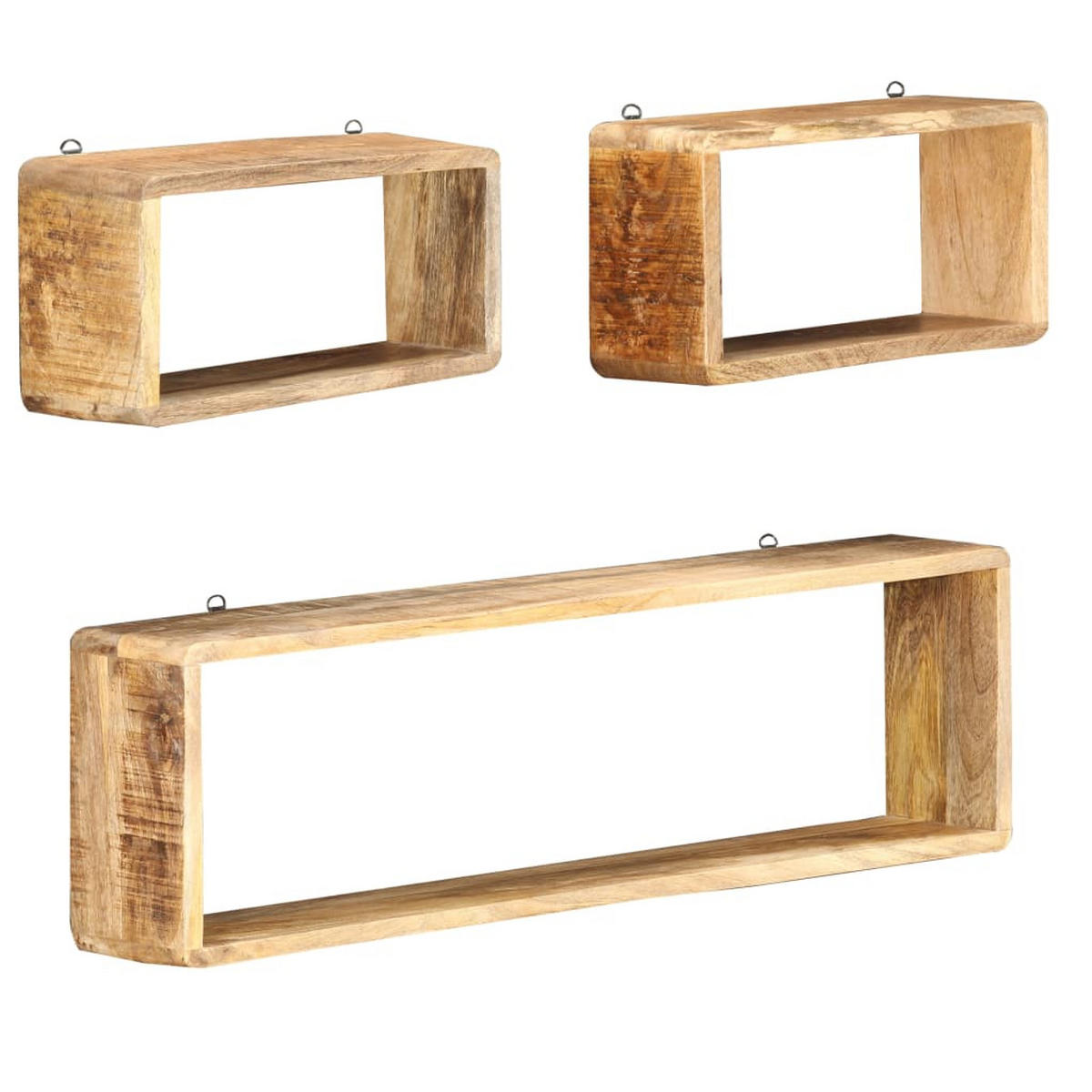 WANDREGALSET 3-teilig 35-80/15/20-25 cm aus Mango-Massivholz - Braun, Holz (80/25/15cm) - vidaXL