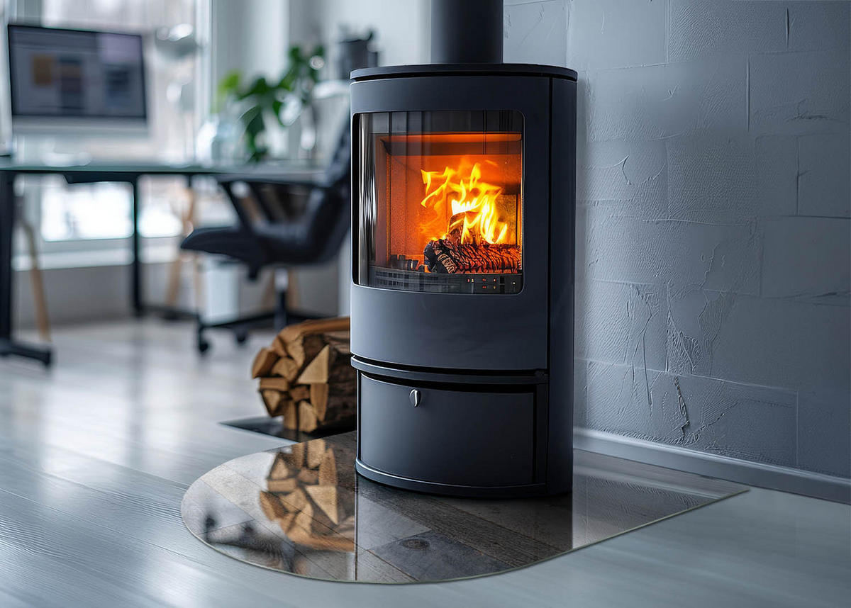 GLASPLATTE für Kamin 80x70 cm - Grau, Glas (80/70/0.4cm) - TULUP