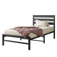 METALLBETT 90/200 cm Schwarz mit komfortablem Kopfteil - Schwarz, Metall (90/200cm) - OKWISH