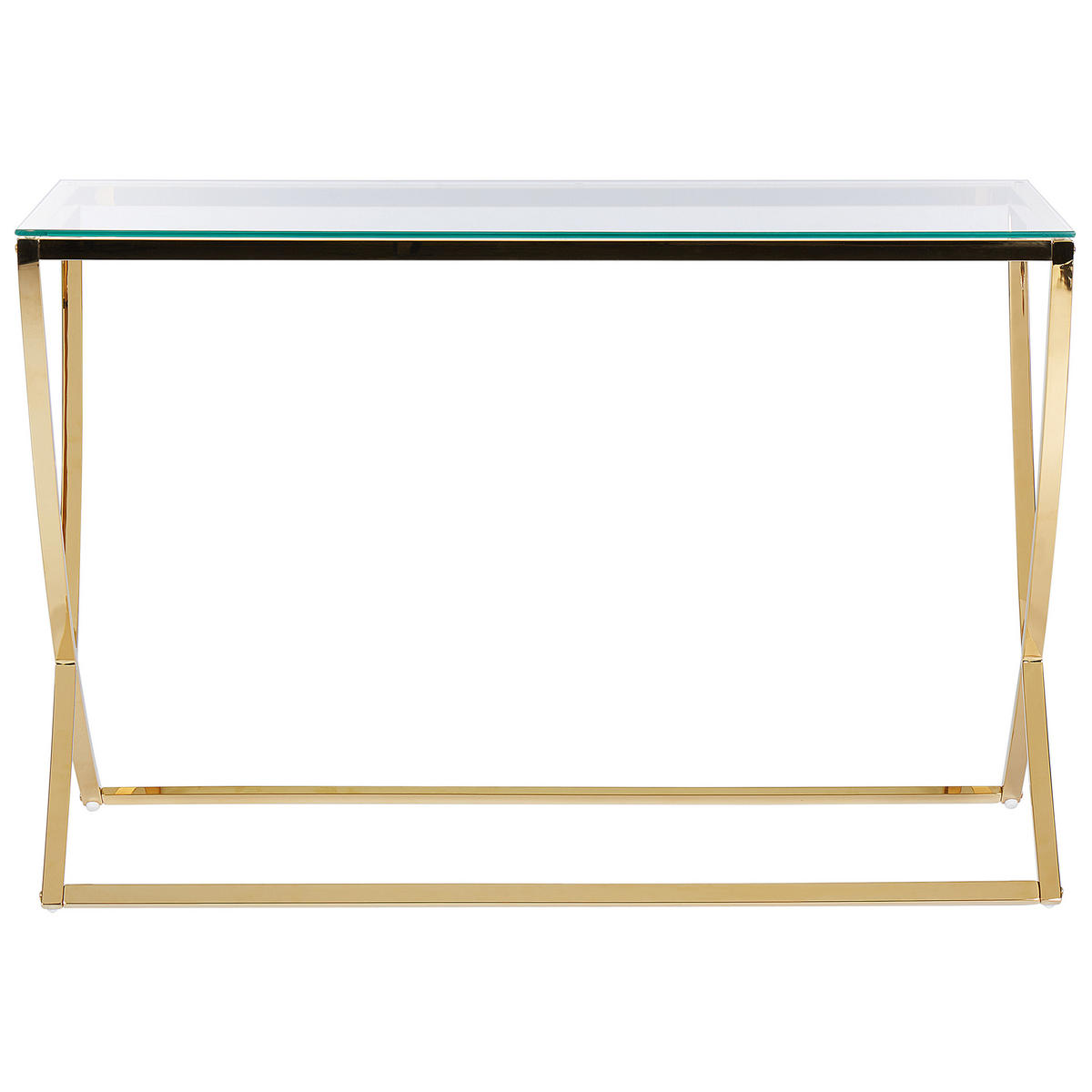 KONZOLASZTAL Üveg/Rozsdamentes acél arany 120/40 cm Ringgold - arany színű, fém (40/120/80cm) - Beliani