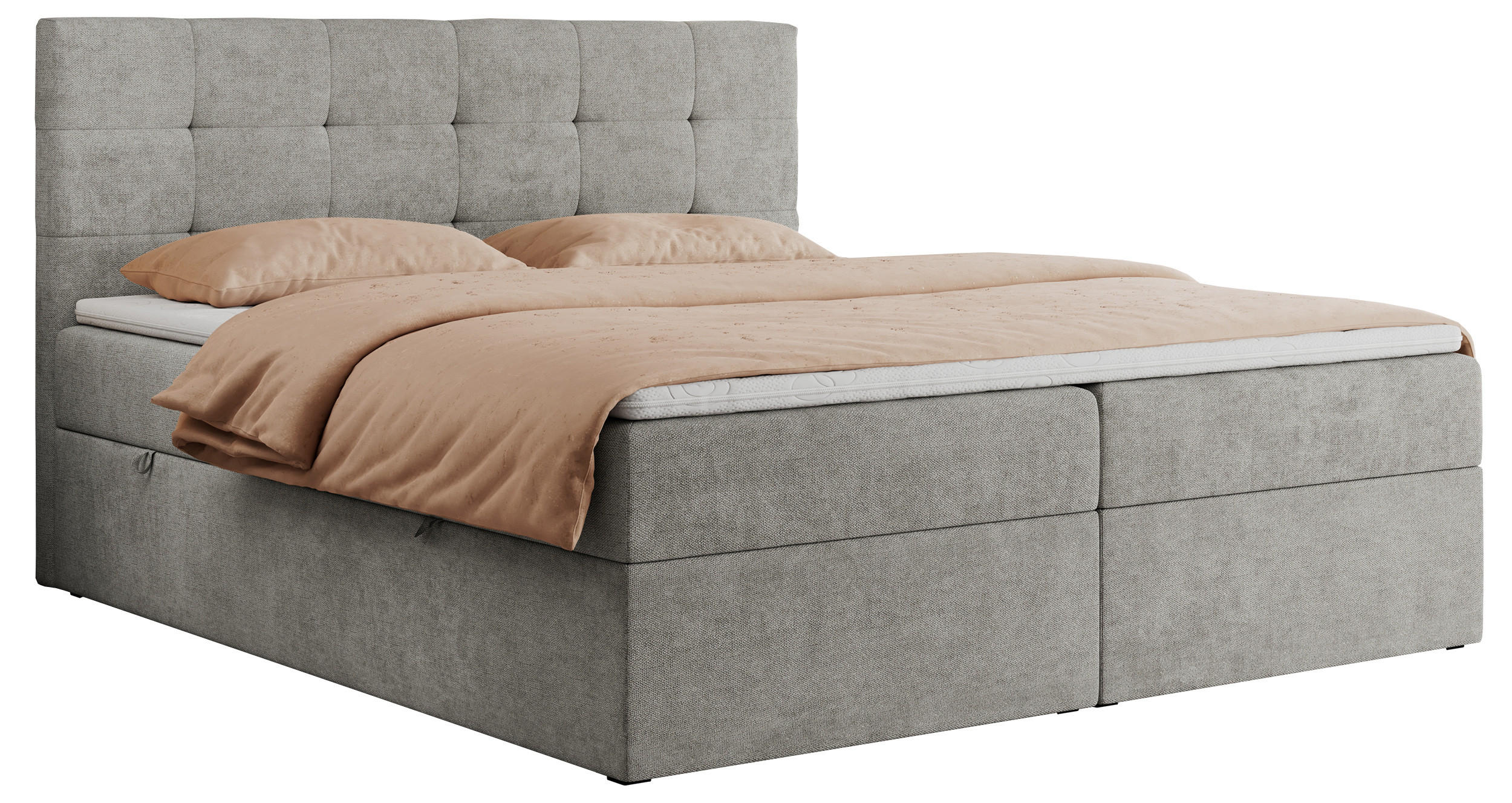 BOXBETT CENTO 140/200 Hellgrau Strukture - H4 - Hellgrau, Holz/Textil (140/200cm) - MKS