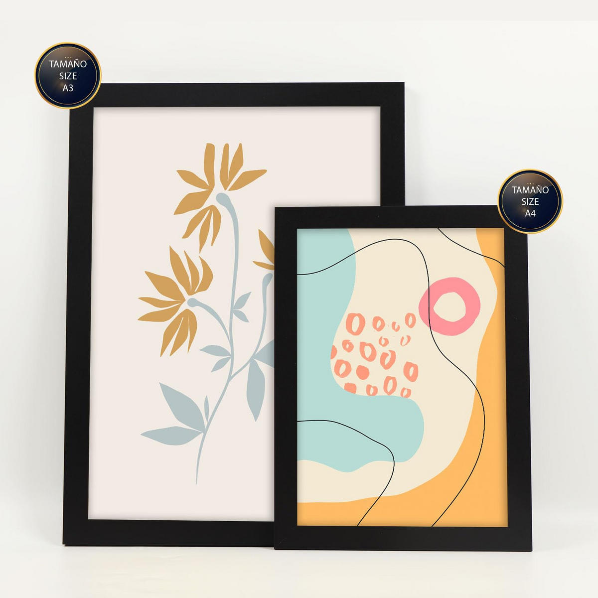 POSTER Set Mit 6 Ethikstile 2 In Blume Zusammenfassung Ästhetische Dekorative Gemälde Für Ihr Wohnzimmer Schlafzimmer Zuhause A3 & A4 Schwarzer Rahmen - Schwarz, Papier (29/3cm) - Nacnic